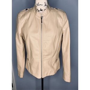 White House Black Market Beige Leather Jacket